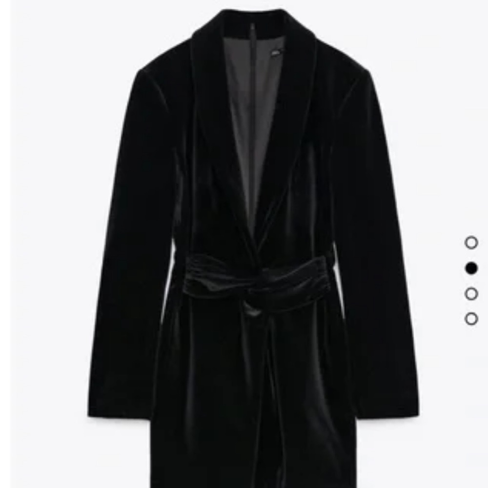 Zara Long Sleeve Black Velvet Plunge Dress